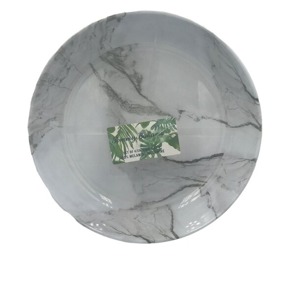 Tommy Bahama Melamine Bowls Plates Set 4 Salad Pasta Faux Marble Look - Picture 3 of 6